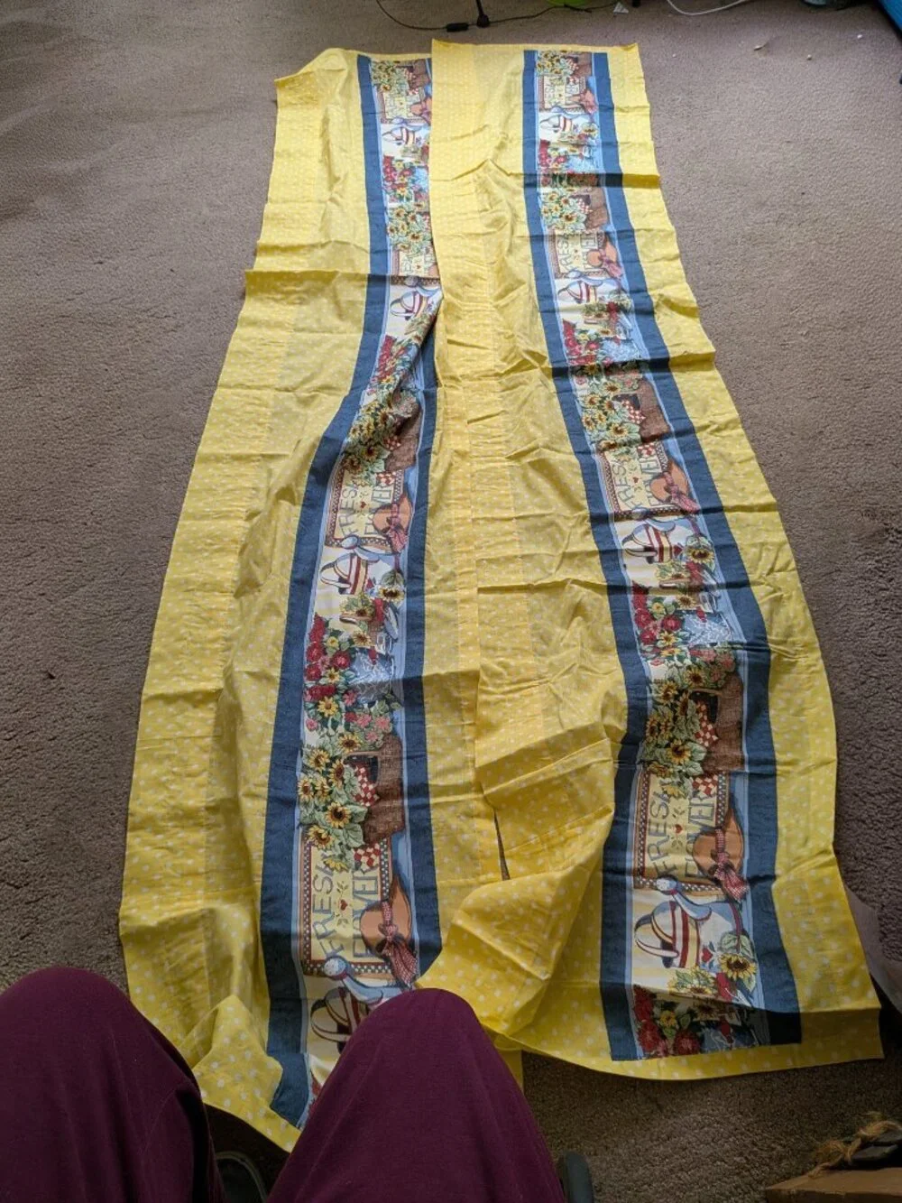 Susan Winget Country Garden Sunflower Window Valance Tier Curtains Pair